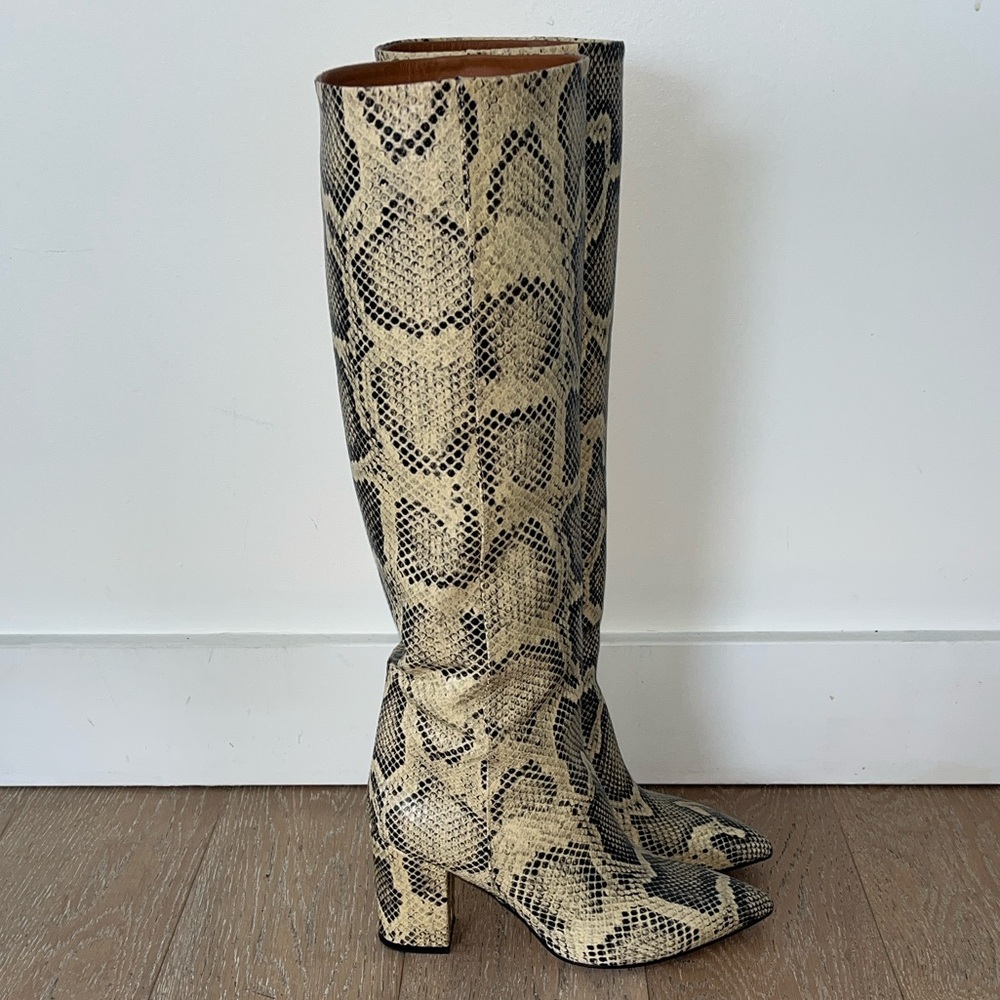 Paris Texas Snake Print Heeled Boots - Picture 2 of 5